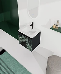 Simplie Fun Wall-Mounted Bathroom Vanity with Ceramic Sink & Soft-Close Doors