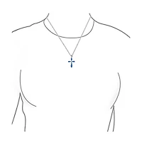 Bling Jewelry Religious Faith Hope Love Cz Accent Created Blue Synthetic Opal Cross Pendant Necklace Sterling Silver