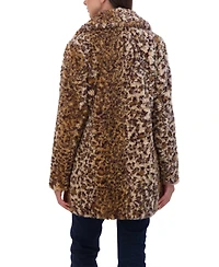 Sebby Collection Women's Crushed Faux Fur Button Front Coat