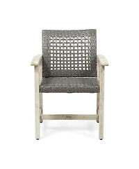Streamdale Acacia Wood And Wicker Dining Chairs (Set Of 2)