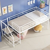 Streamdale Twin Loft Bed with Storage Stairs, Black