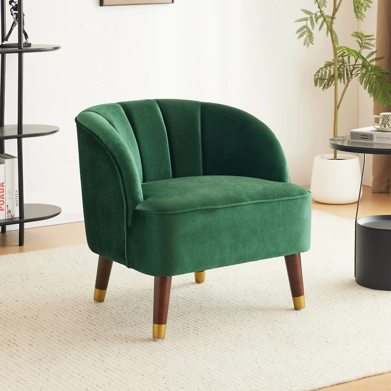 Streamdale Stylish Velvet Barrel Accent Chair with Sturdy Legs