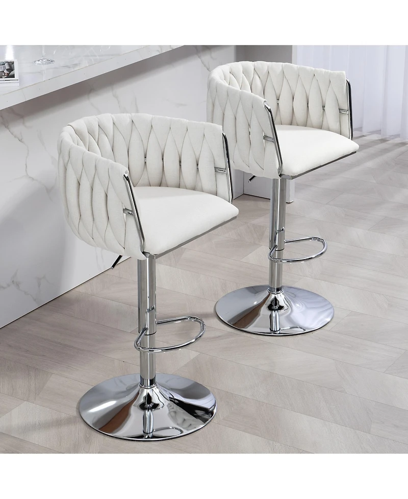 Streamdale 360 Swivel Bar Stools with Woven Cushions (Set of 2)