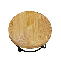 Streamdale Modern Round Coffee Table with Carved Pine Top and Metal Legs