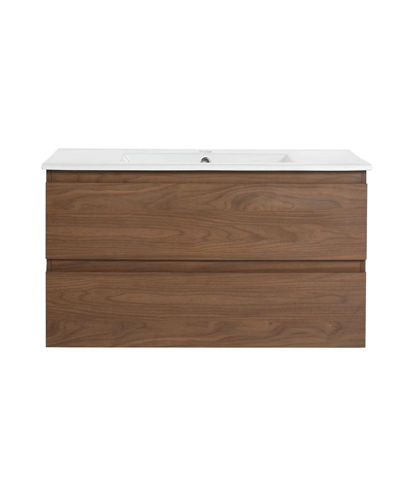 Streamdale 36" Wood Grain Vanity with Ceramic Sink & Soft-Close Drawers