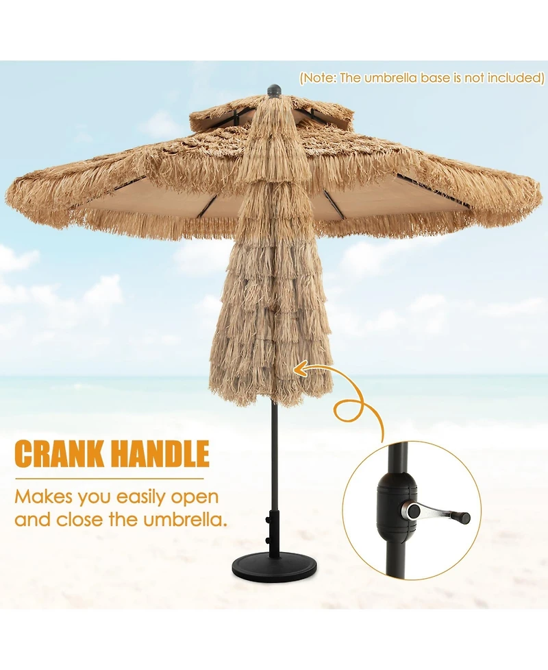 Slickblue 9 Feet Thatched Tiki Umbrella with 8 Ribs