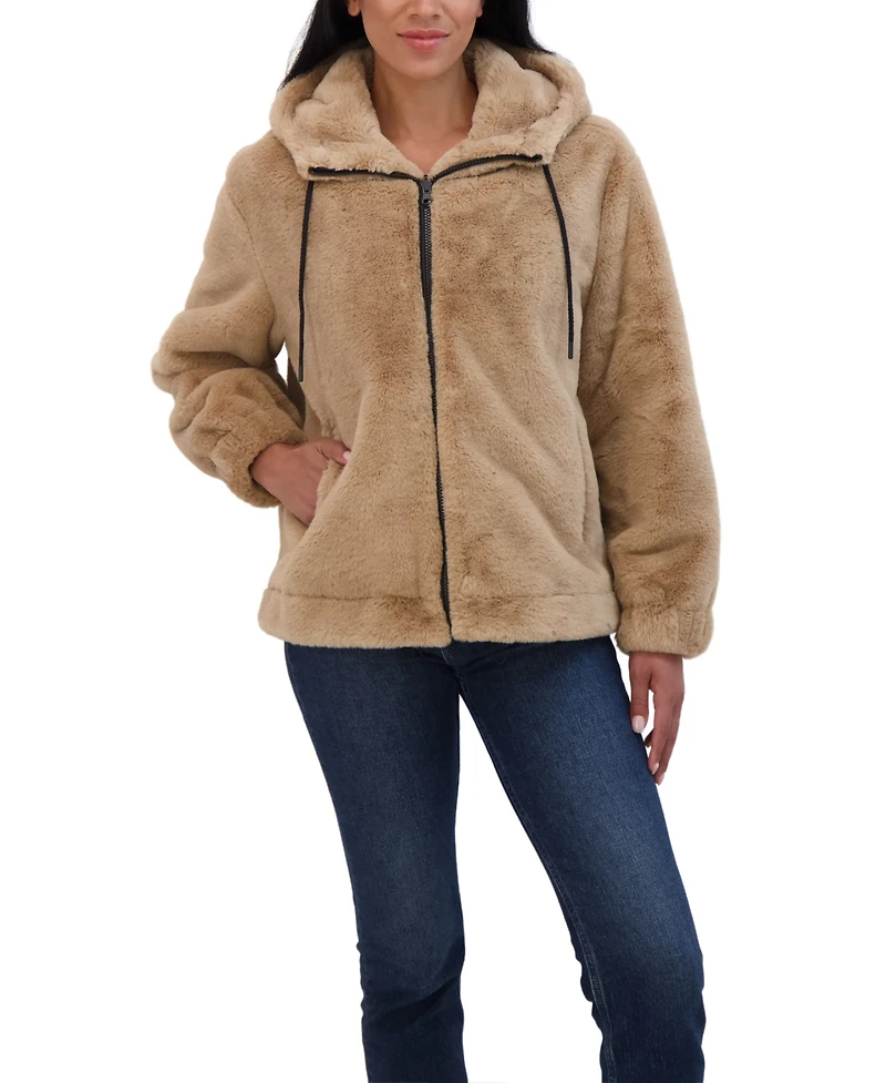 Sebby Juniors' Reversible Faux Fur Hooded Bomber Jacket