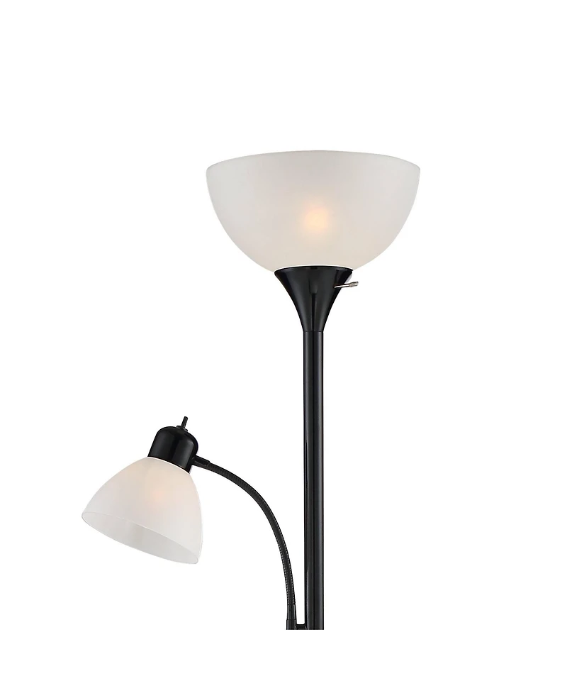 360 Lighting Bingham Modern Torchiere Floor Lamp with Side Lights 71 1/2" Tall Black Metal White Shade for Living Room Reading Bedroom Office Hou