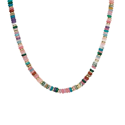 Olivia Sterling Silver Mixed Gemstone Multicolor Beaded Choker Necklace