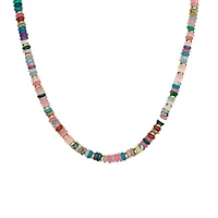 Olivia Sterling Silver Mixed Gemstone Multicolor Beaded Choker Necklace