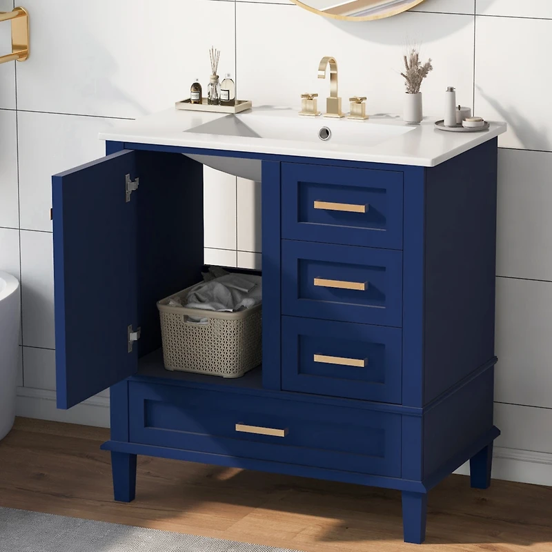 Streamdale 30" Modern Blue Bathroom Vanity with Sink and Storage