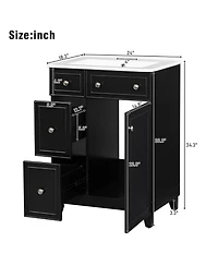 Streamdale 24" Bathroom Vanity with Ceramic Sink Space-Saving Storage