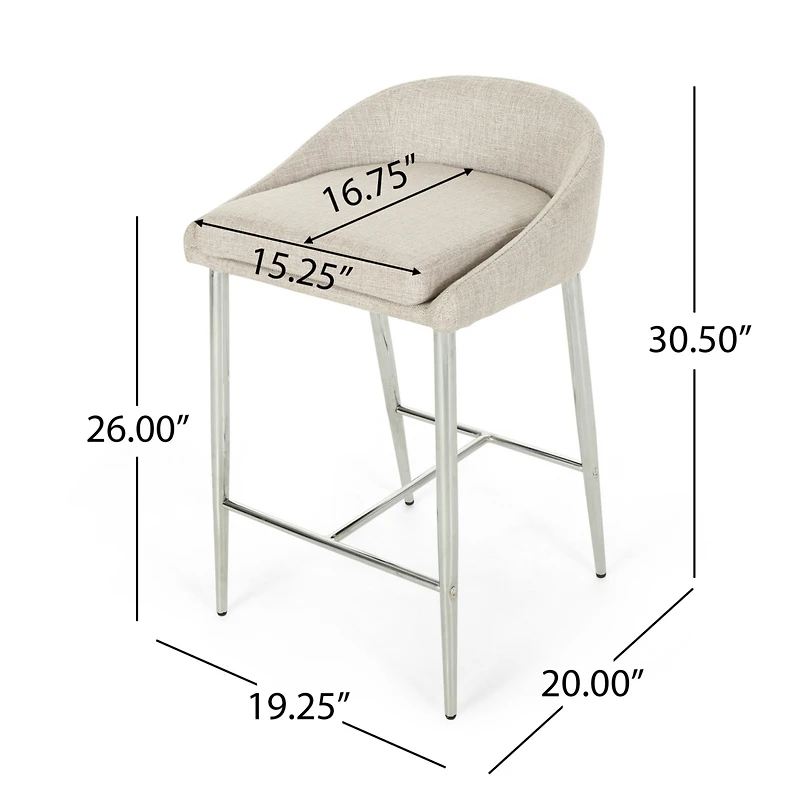 Modern Upholstered Counter Stool With Chrome Base
