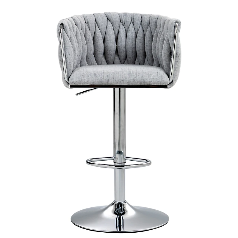 Streamdale 360 Swivel Bar Stools with Woven Back & Footrest (Set Of 2)
