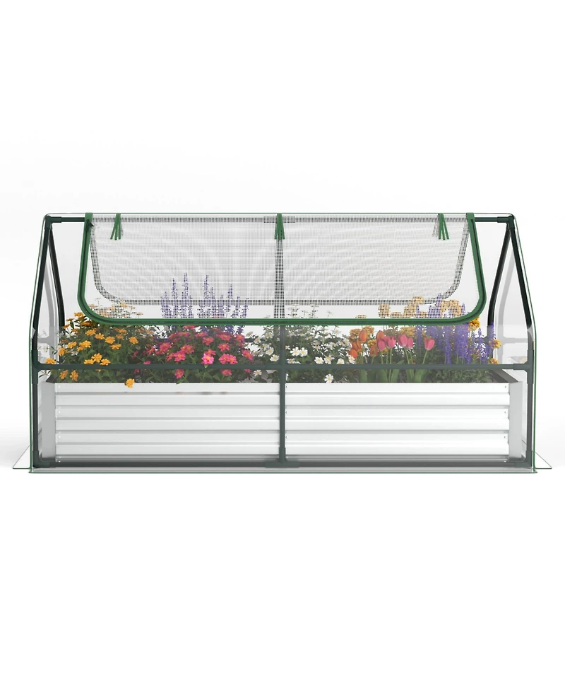 Slickblue Galvanized Raised Garden Bed with Greenhouse