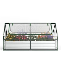 Slickblue Galvanized Raised Garden Bed with Greenhouse