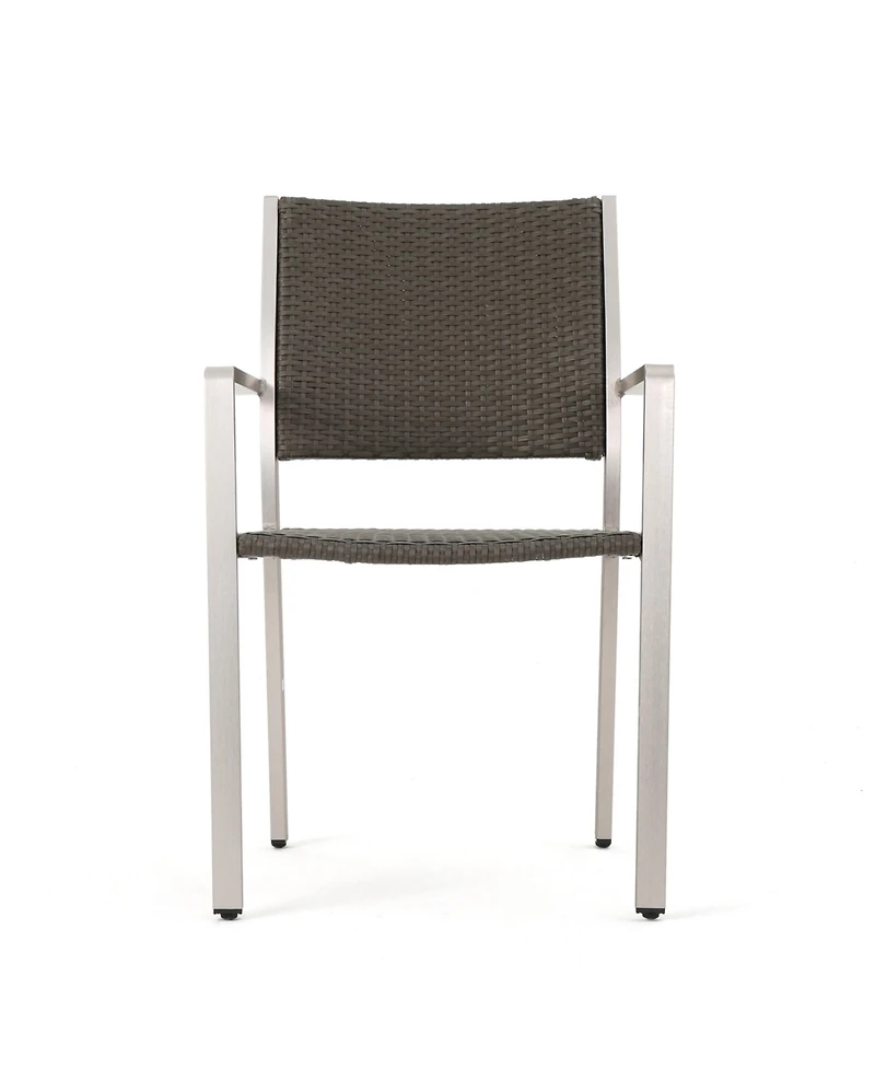 Streamdale Furniture Modern Aluminum Outdoor Wicker Dining Chairs (Set Of 2)