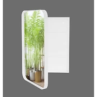 Recessed White Metal Medicine Cabinet with Mirror and Shelves