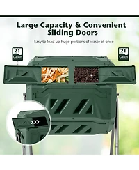 Slickblue 360° Rotatable Tumbling Composter with 2 Sliding Doors
