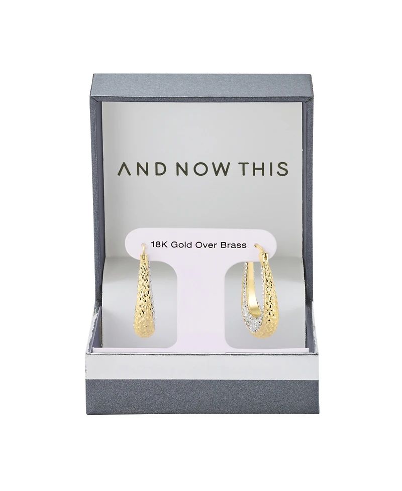 And Now This Clear Crystal Diamond Cut Long Oval Hoop Earring