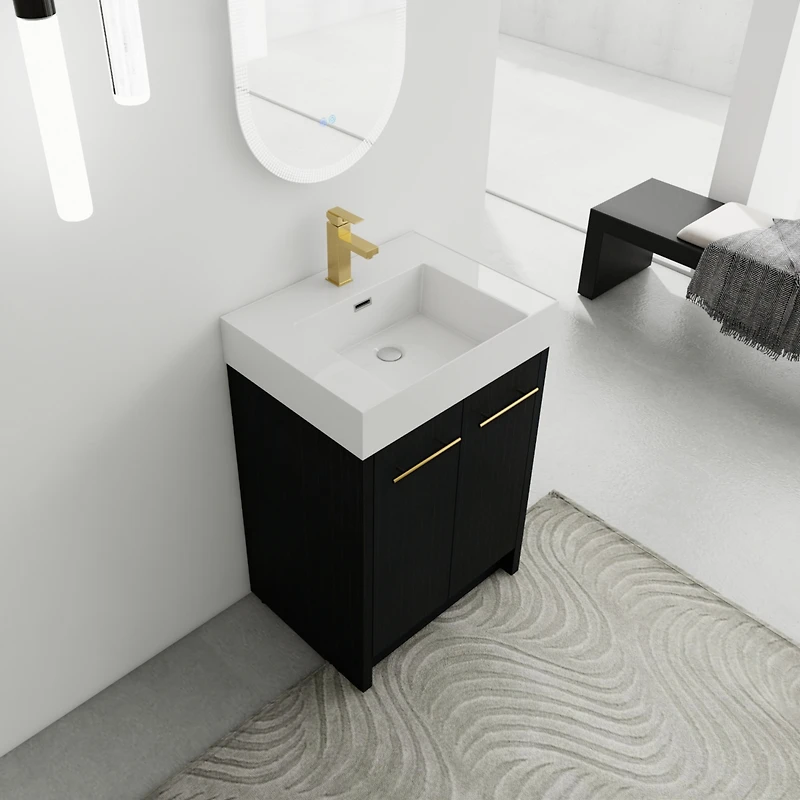Streamdale 24" Freestanding Vanity with Resin Sink, Soft-Close Door