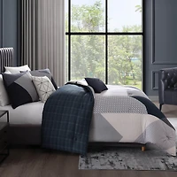 Bebejan Geo Fusion Bedding 200 Thread Count 100% Cotton Sateen 5 Piece Reversible Queen Comforter Set
