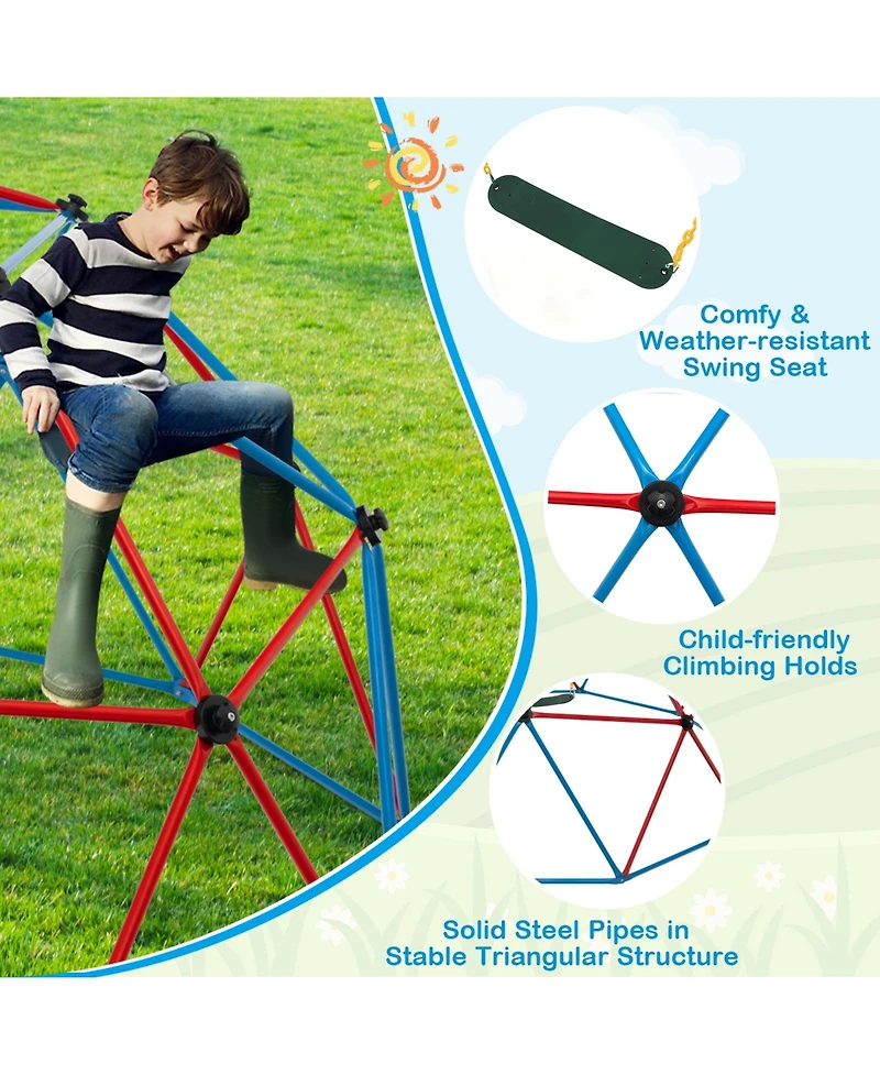 Dome Climber with Swing and 800 Lbs Load Capacity