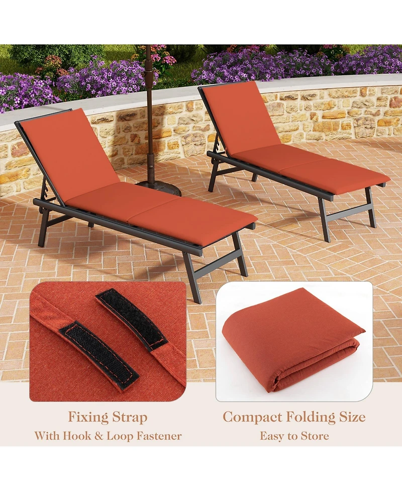 Slickblue Outdoor Chaise Lounge Cushion Patio Furniture Folding Pad with Fixing Straps
