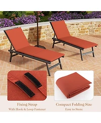 Slickblue Outdoor Chaise Lounge Cushion Patio Furniture Folding Pad with Fixing Straps