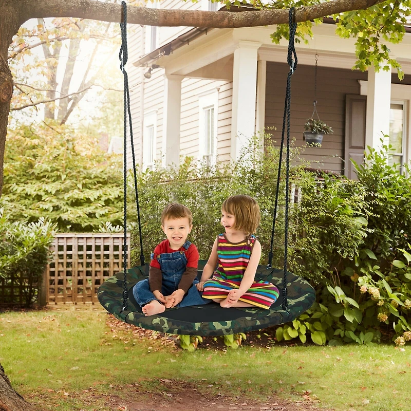 Slickblue 40 Inch Flying Saucer Tree Swing Outdoor Play Set with Adjustable Ropes Gift for Kids