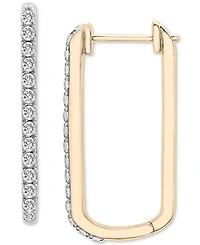 Diamond Open Rectangle Small Hoop Earrings (1/2 ct. t.w.) in 14k Yellow or White Gold, Created for Macy's