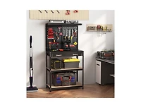 Tool Storage Workbench with Pegboard 14 Hanging Accessories for Garage