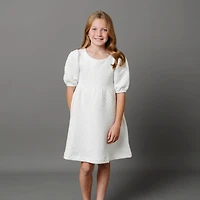 Hope & Henry Toddler Girls Quilted Puff Sleeve Dress