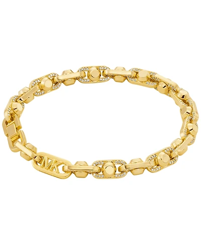 Michael Kors Brass Pave Astor Link Chain Bracelet