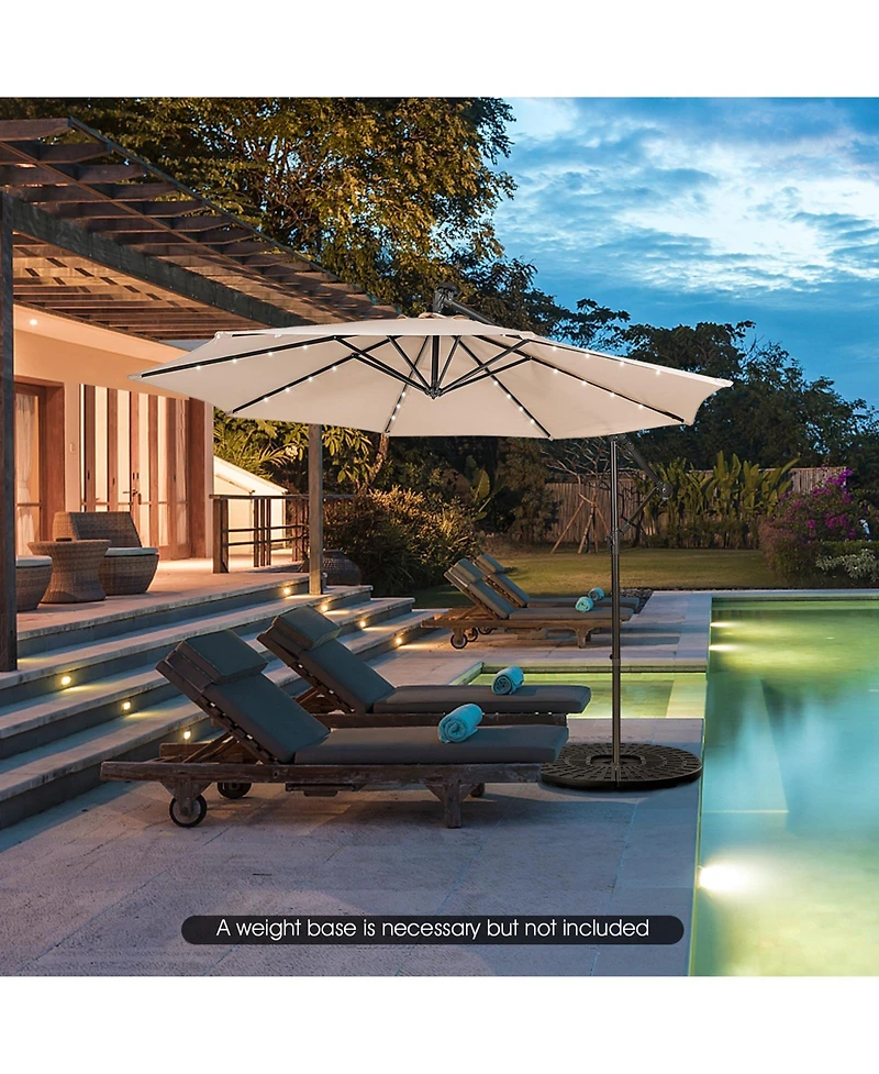Patio Solar Powered Cantilever Umbrella with Tilting System