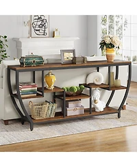 Tribesigns 70.9 Inch Long Sofa Table with Shelves, Rustic Console Table with Storage, Industrial Entryway Table Tv Stand, Behind Couch Table Accent Ta