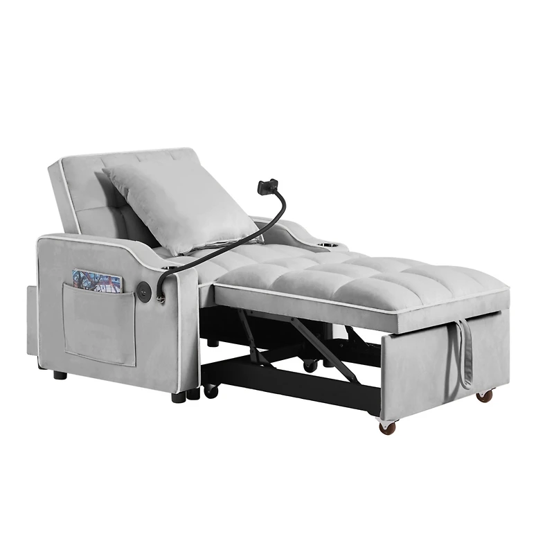 Streamdale 3-in-1 Convertible Sleeper Chair Bed with Usb Charging