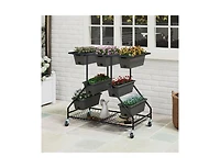 Slickblue Vertical Raised Garden Bed with 7 Planter Boxes and Storage Baskets-Black
