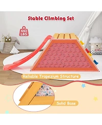 Costway 5-in-1 Indoor Jungle Gym Montessori Climbing Toys with Slide for Toddlers Wooden