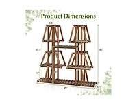 5-Tier 10 Potted Wood Plant Stand for Multiple Plants