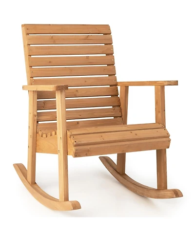 Outdoor Fir Wood Rocking Chair with High Backrest