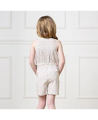 Hope & Henry Toddler Girls Halter Button Front Linen Romper