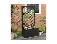 Slickblue 44 Inch Metal Raised Garden Bed with Trellis-Black