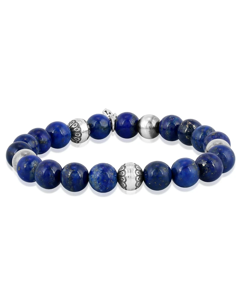 American West Jewelry Sterling Silver Lapis Lazuli Gemstone Stretch Bracelet, Size