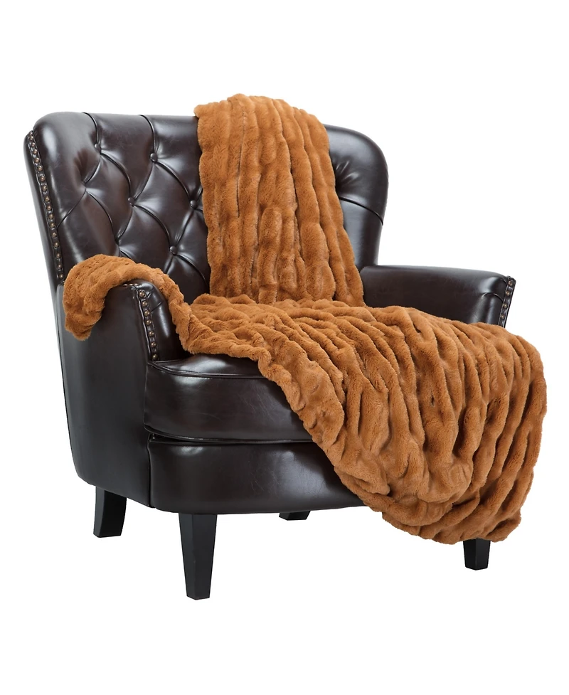 Chanasya Premium Ruched Faux Fur Throw Blanket - Luxurious, Soft Reversible Mink 50" x 65” Marble