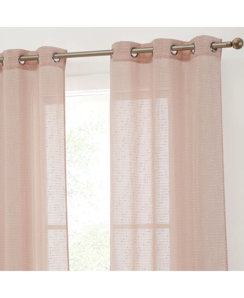 Hlc.me Emily Faux Linen Semi Sheer Light Filtering Transparent Grommet Lightweight Window Curtains Drapery Panels