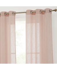 Hlc.me Emily Faux Linen Semi Sheer Light Filtering Transparent Grommet Lightweight Window Curtains Drapery Panels