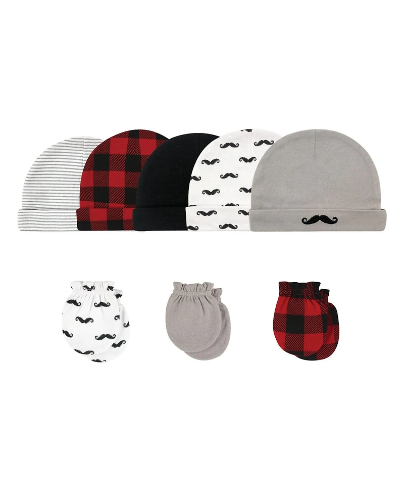 Hudson Baby Baby Girls Hudson 13Pc Cap and Socks Set, Mustache, 0-6 Months