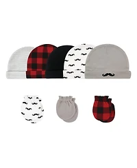 Hudson Baby Baby Girls Hudson 13Pc Cap and Socks Set, Mustache, 0-6 Months