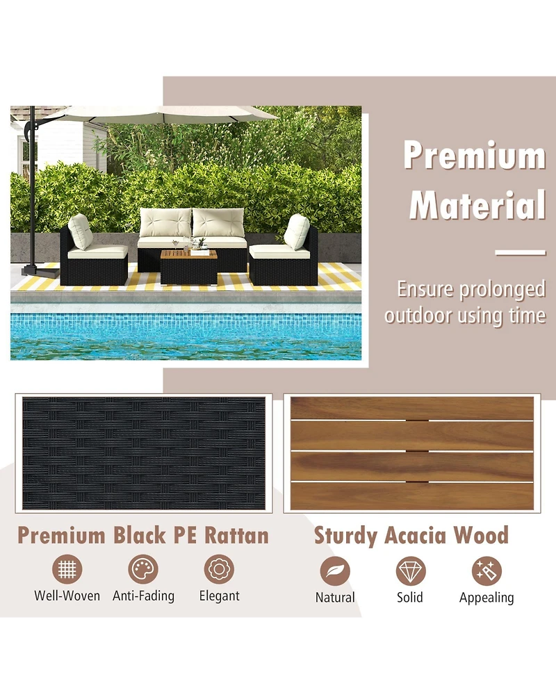 Slickblue 5 Piece Outdoor Furniture Set with Solid Tabletop and Soft Cushions